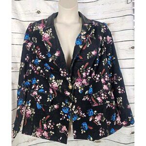 Lane Bryant Black Velvet Floral Blazer 20 Classic Womens Jacket